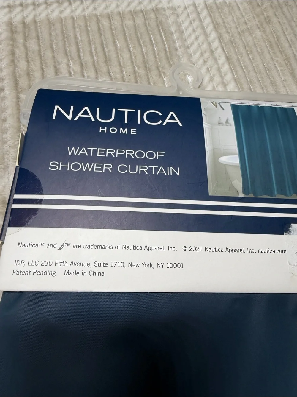 Nautica Solid Deep Teal Blue Shower Curtain